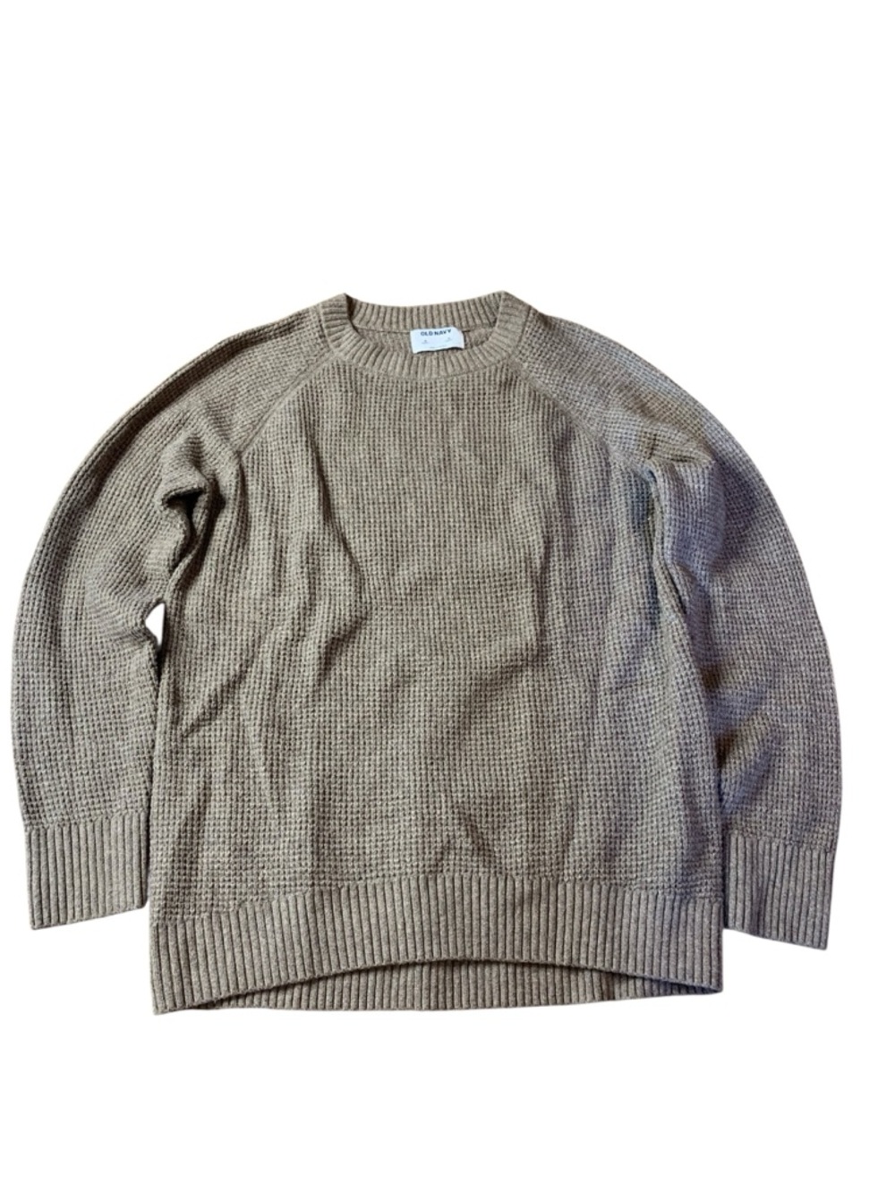 Old Navy SoSoft Waffle Knit Crewneck Sweater - Taupe Brown - Size Medium